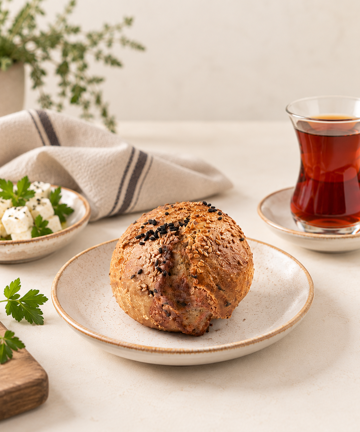 Artisanal Bun and Turkish Tea Siyez Poğaça / Ekşi Mayalı - Görsel 1